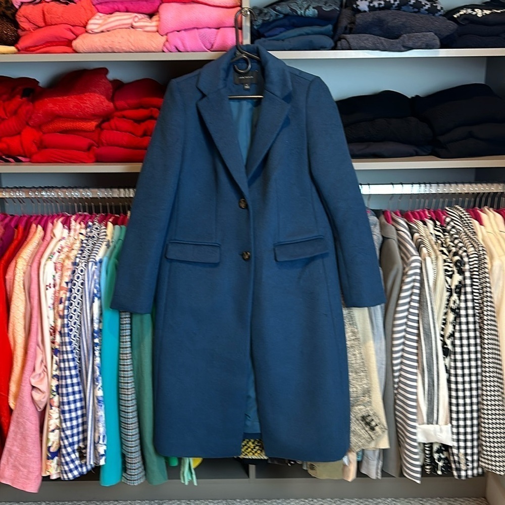 Ann Taylor 33% wool dark teal long coat size XS